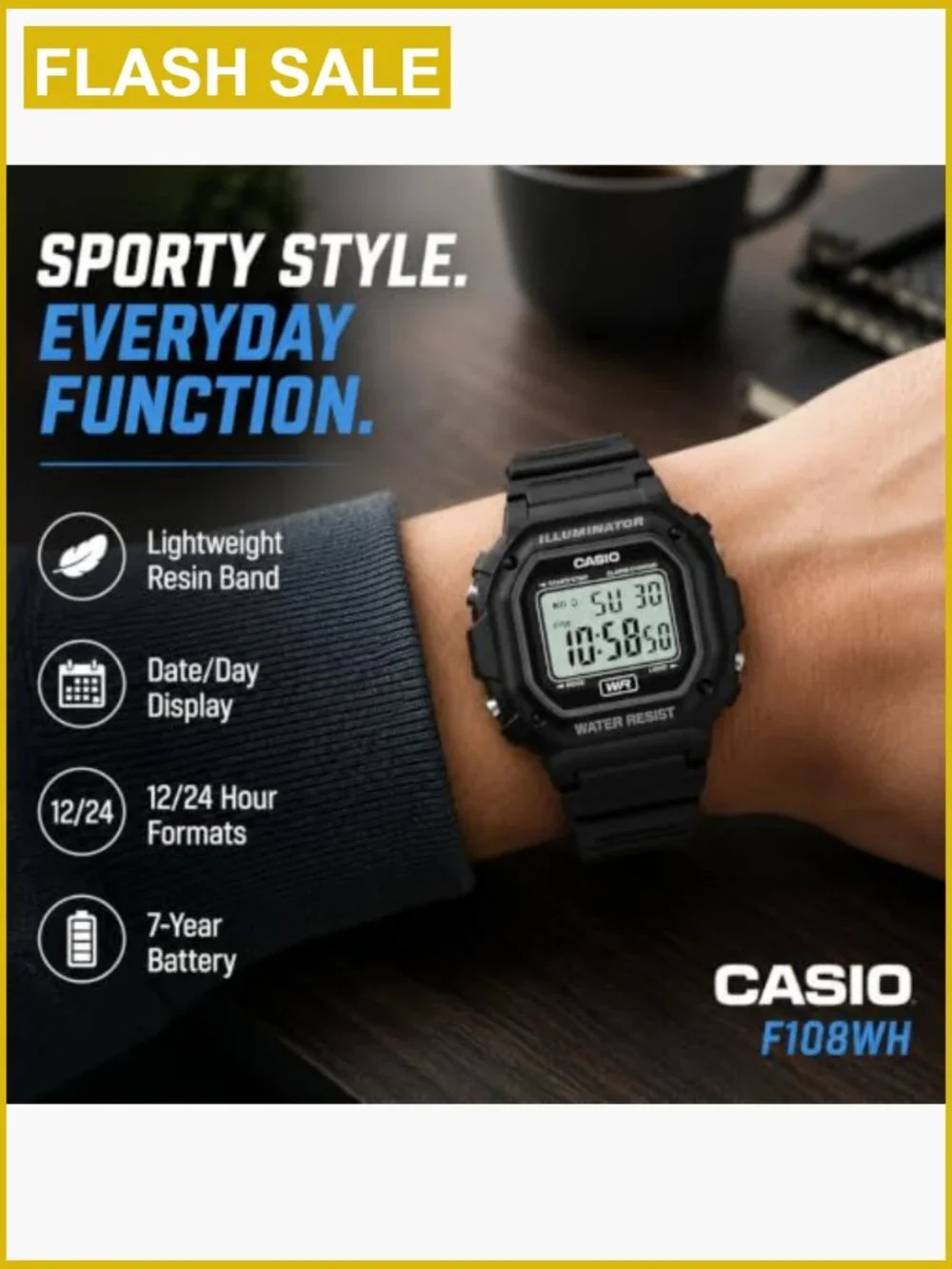 Men's Digital Watch Quartz Water Resistant Chronograph LED